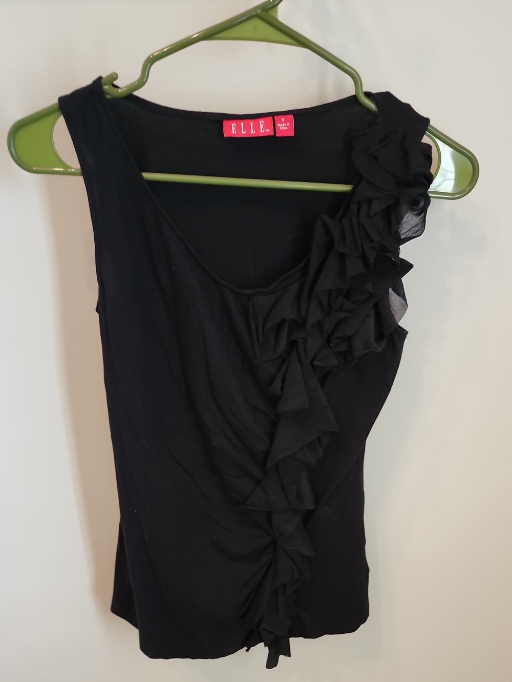 ELLE Black One-Shoulder Ruffle Detail Dress